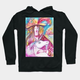 UNICORN  AND LADY WITH PEACOCK FEATHERS Hoodie